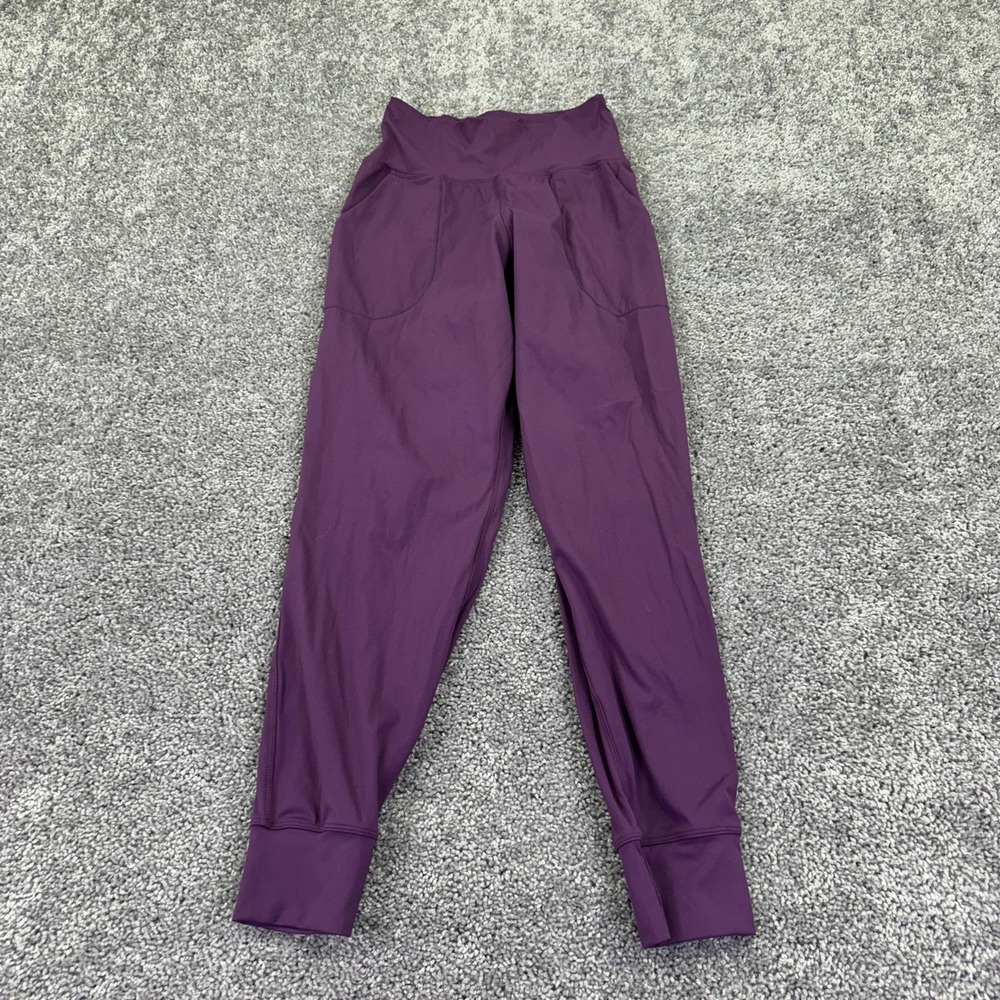 Oalka Leggings Womens Small Purple Jogger High Rise Pockets Stretch Yoga Gym